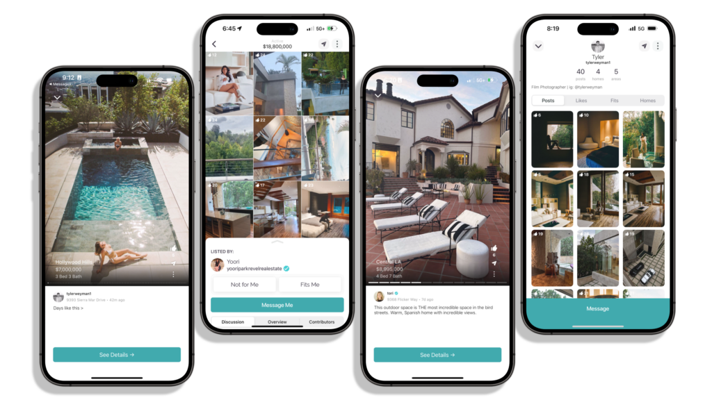 UI screenshot of community members uploading a pictures and video tours of a property on Rila app.